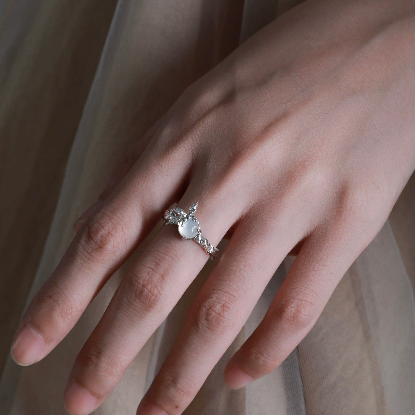 925 SILVER - Butterfly Moonstone Ring