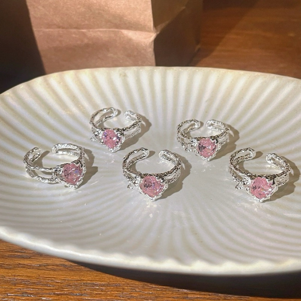 Sparkle Pink Heart Ring