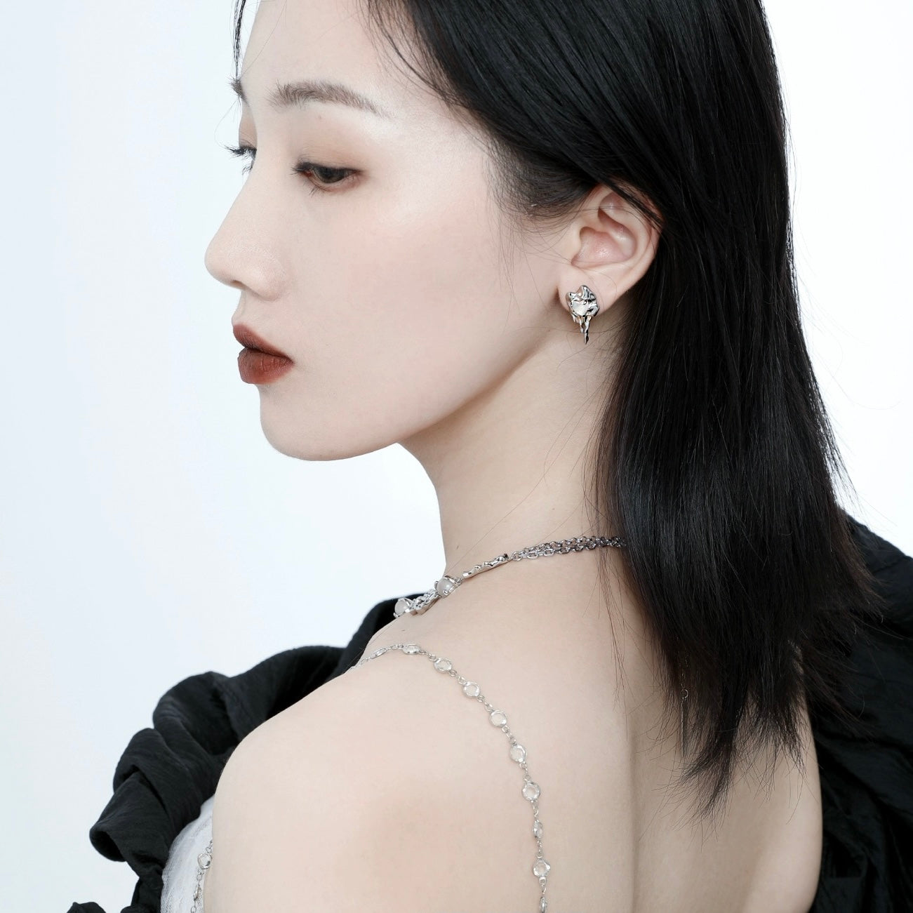 925 SILVER - Asymmetrical Droopling Earrings
