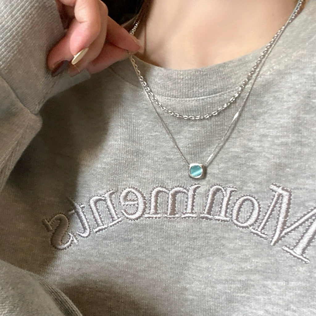 Layered Blue Charm Necklace