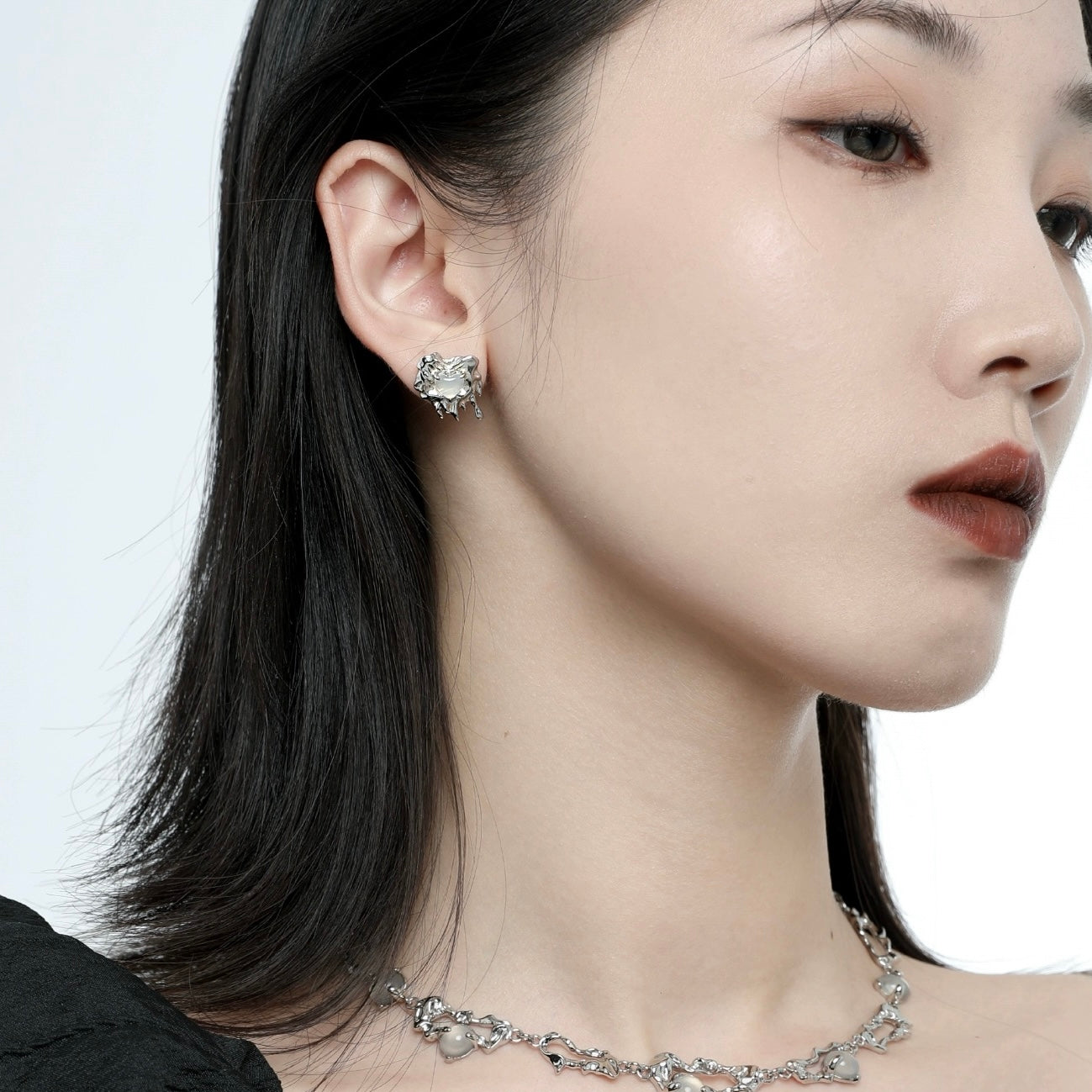 925 SILVER - Asymmetrical Droopling Earrings
