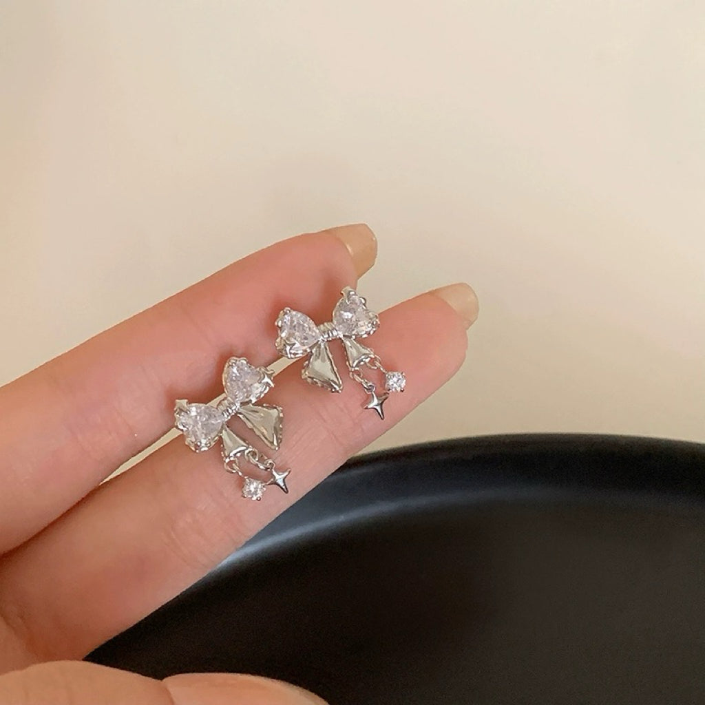 925 SILVER - Crystal Bow Earrings