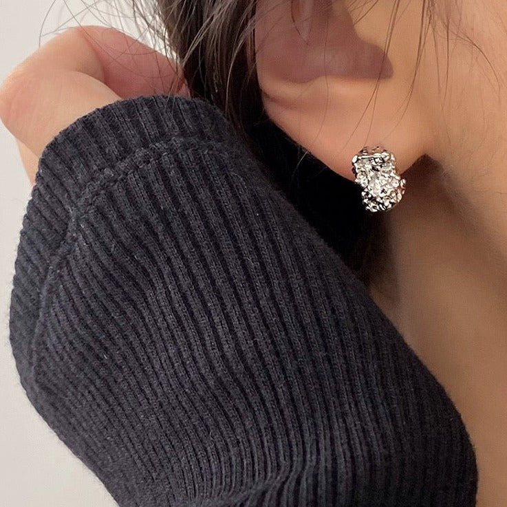 925 SILVER - Textured Stud Earrings