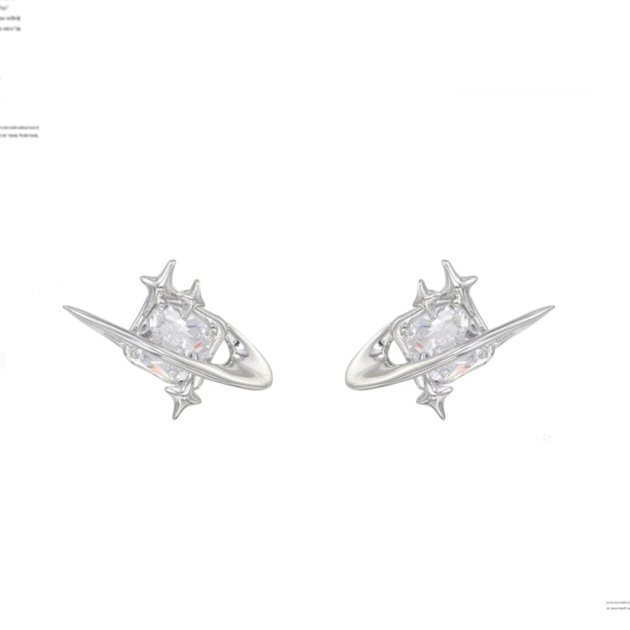 925 SILVER - Sparkle Swoosh Earrings