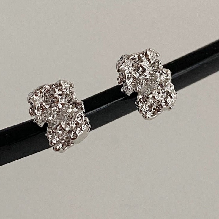 925 SILVER - Textured Stud Earrings