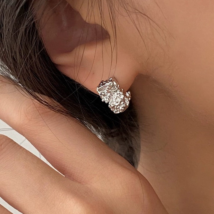 925 SILVER - Textured Stud Earrings
