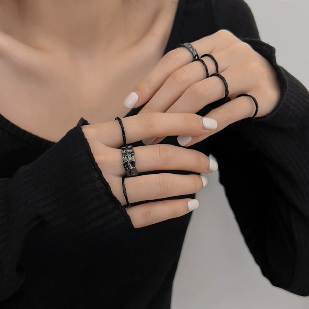 Minimalism Oxidized Metallic Ring