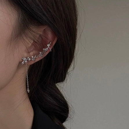 925 SILVER - Sparkle Half Moon Helix Earring
