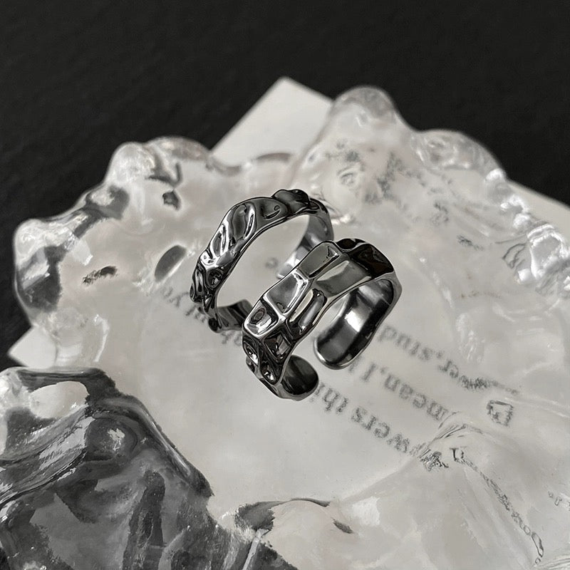 Minimalism Oxidized Metallic Ring