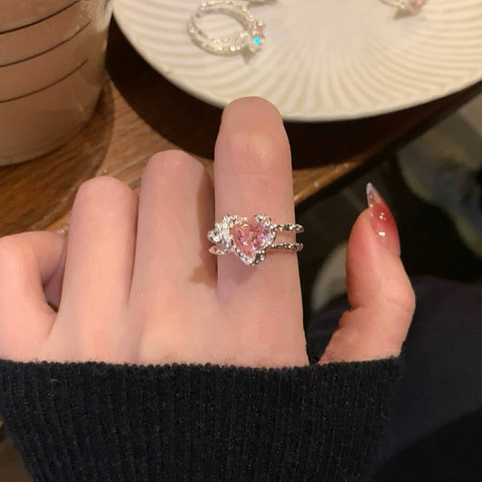 Sparkle Pink Heart Ring
