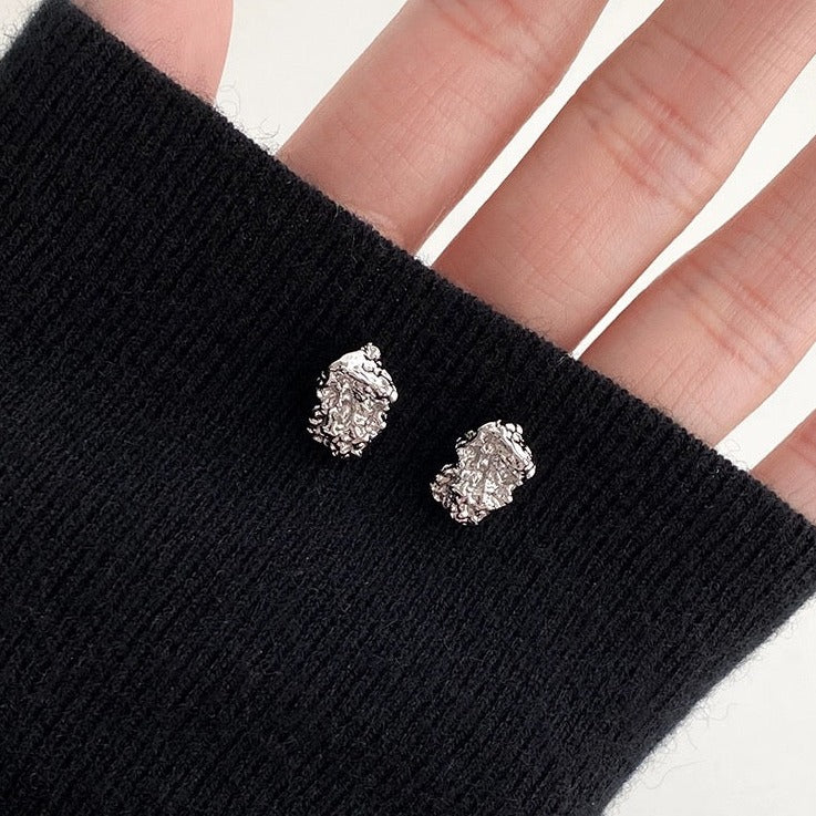 925 SILVER - Textured Stud Earrings