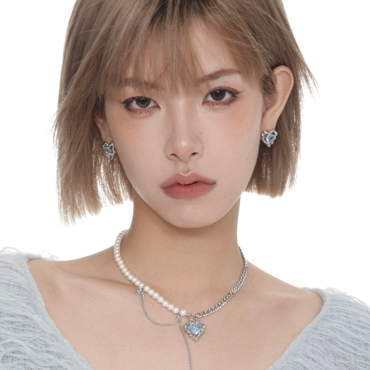 925 SILVER - Trapped by Love Heart Earrings